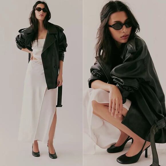 We The Free Dark And Stormy Leather Short Trench - Picture 3 of 9